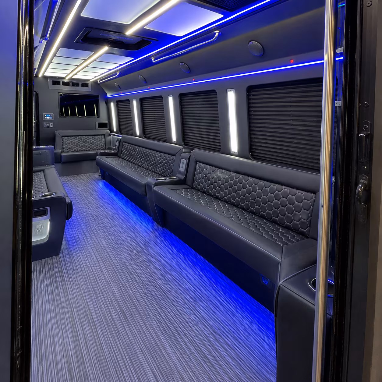 plantation party bus rental interior